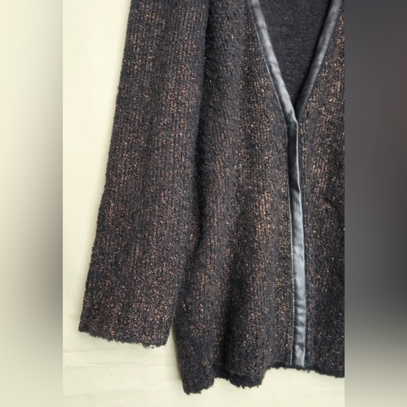 Hinge Alpaca Cardigan Sweater Wool Blend Metallic Bronze Snap Front Women’s Sz L - Picture 4 of 13